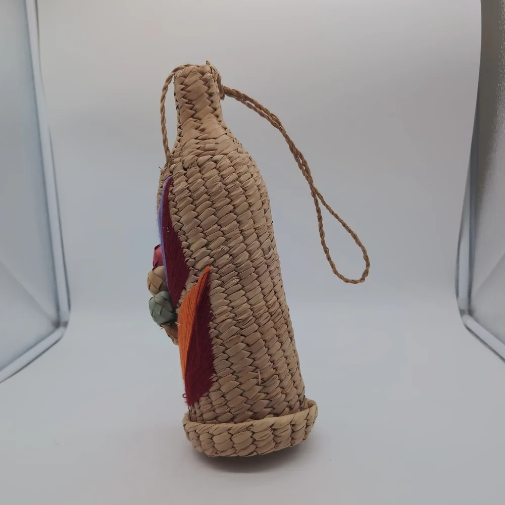 Vintage Colorful Wicker Rattan Woven Decorative Bottle Holder